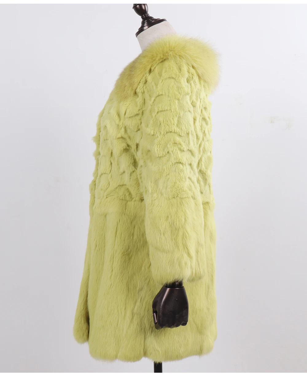 Новое поступление, зимняя длинная куртка с натуральным кроличьим мехом, женская теплая куртка с меховым воротником из лисьего меха, шуба из натурального меха
