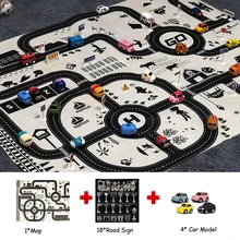 130*100 см детский дорожный паркинг карта скандинавский стиль портативный игровой коврик дорожный знак городская сцена детские игрушки Дорожная карта Игрушечная модель автомобиля