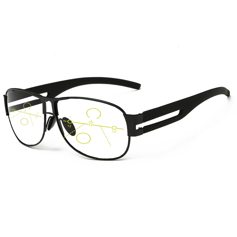 Очки для чтения мужские большие очки пилота ультра-легкие прогрессивные мультифокус очки для чтения добавить+ 1+ 1,5+ 2+ 2,5+ 3+ 3,5+ 4