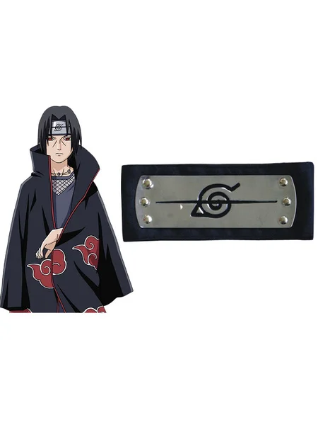 Master Online Leaf Village Headband Metal Plated Toy and Ninja Gloves Cosplay Anime Ninja Costume Black 