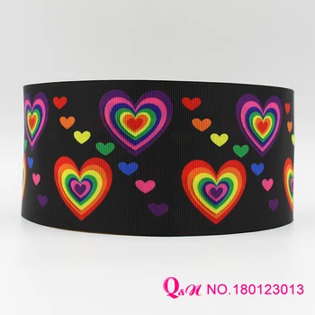 

Q&N ribbon 16mm 22mm 25mm 38mm 50mm 75mm heart printed grosgrain ribbon webbing 50yards/roll for hair tie free shipping
