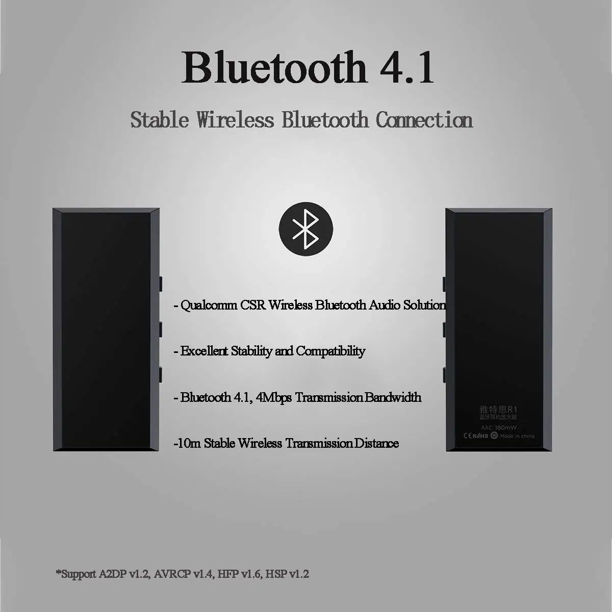 Artэкстремальный R1 HiFi беспроводной Bluetooth 4,1 CVC приемник портативный усилитель для наушников для Android и iOS, 26 часов воспроизведения