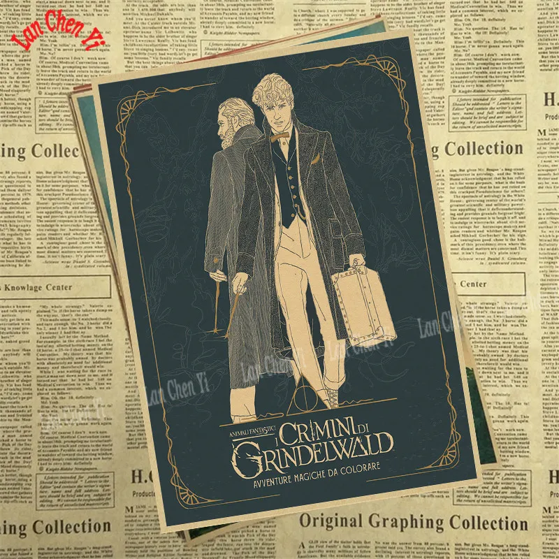 Фантастические звери: плакат из крафт-бумаги "The Crime of Grindelwald" для украшения дома, декоративная печать на стену