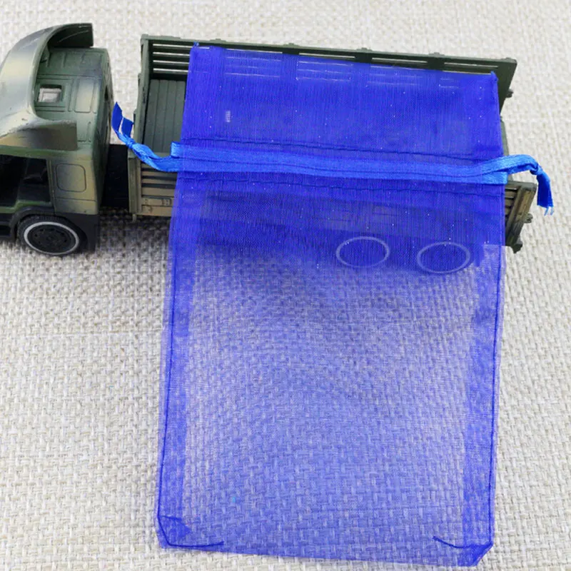 10x15 см взрыв сумка-кисет прозрачный жесткой пряжи мешочек для украшений сумка Свадебный Рождественский подарок пакет для конфет 100 шт - Цвет: Royal blue
