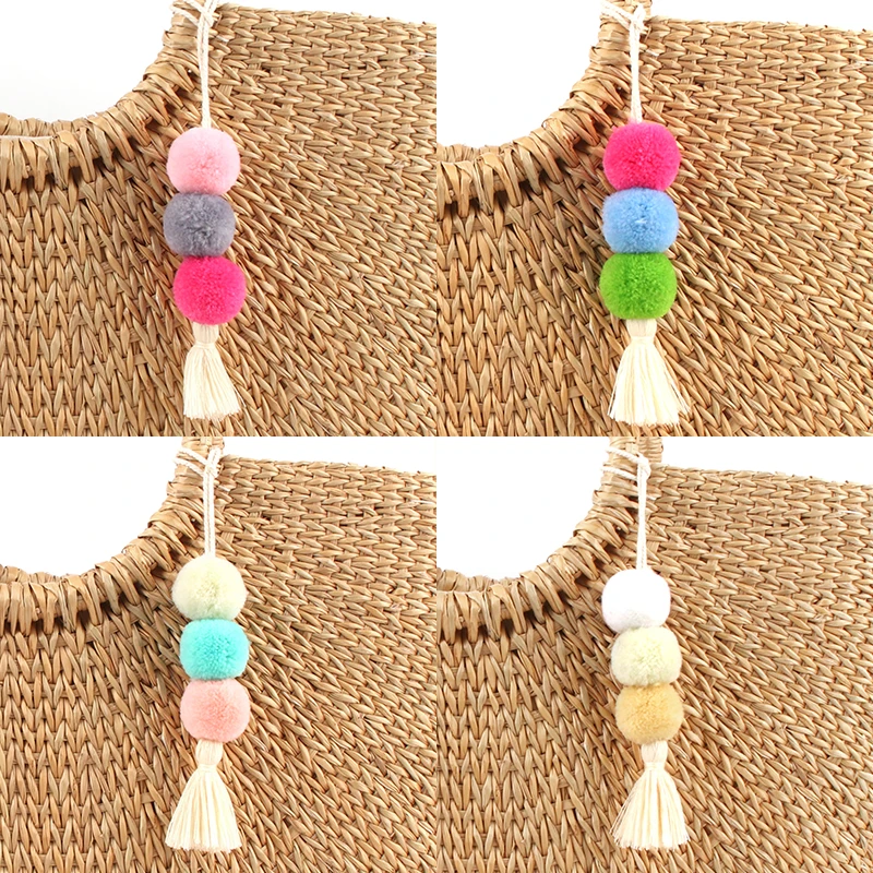 

1Pc Bohemian Colorful Hairball Pompon Keychain Tassel Boho Style Keyring Handcraft For Women Trinket Gift Jewelry Accessories