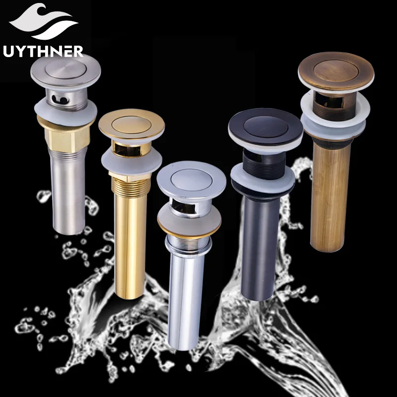 Brass Basin Sink Pop Up Drain Brass Drain Plug Gold Bathroom Sink Pop