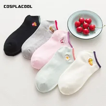 5 пар/компл. летний Для женщин модные забавные носки, Calcetines творческая личность вышивка закуски с героями мультфильмов Meias Harajuku хлопковые носки