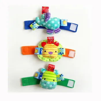 

New Arrival 1PC Baby Toys Infant Soft Handbells Hand Wrist Strap Baby Rattles Animal cartoon lion Elephant Appease Toys