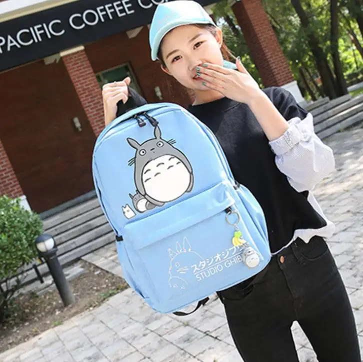 

7 Colors Japan Anime Miyazaki Hayao Totoro Cute Black Red Pink Canvas Cartoon Adult Backpack School Bag Gift