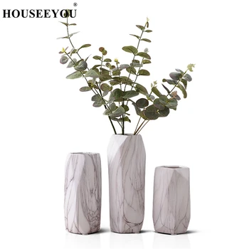 

Marbled Design Flower Vase Geometric Shaped Flower Pot Flowerpot Ceramic Vase Home Decor Craft Porcelain Hydroponic Container