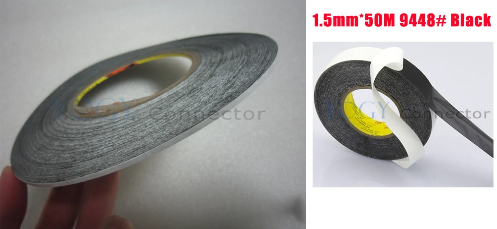 

Super Slim 100x 1.5mm*50 meters 3M 9448 Black Double Sided Adhesive Tape for Cellphone LCD Touch Panel Display Screen Repair