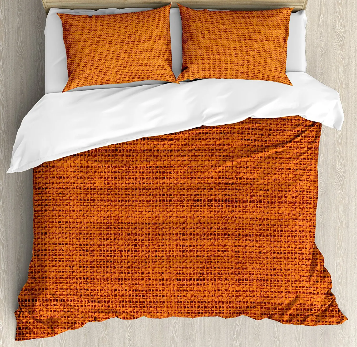 Burnt Orange Duvet Cover Set Queen Size Faded Burlap Texture Background of Macro Thick Fabric Graphic Mat Decor Artrpint | Дом и сад