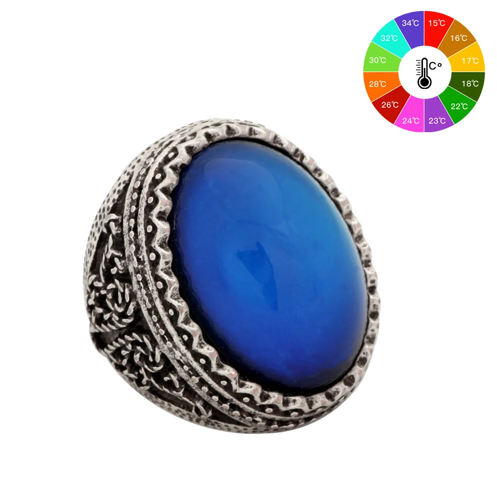 

Mojo Vintage Bohemia Retro Color Change Mood Ring Emotion Feeling Changeable Ring Temperature Control Ring for Women MJ-RS029