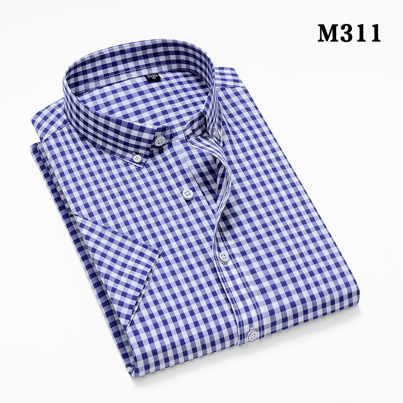 Качественная Хлопковая мужская рубашка высокого качества с короткими рукавами, модная клетчатая брендовая одежда с цветочным принтом, мужская повседневная рубашка - Цвет: 311