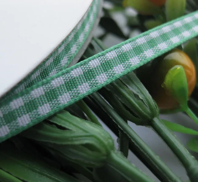 2 8 6mm font b tartan b font plaid ribbon bows appliques craft sewing doll Green