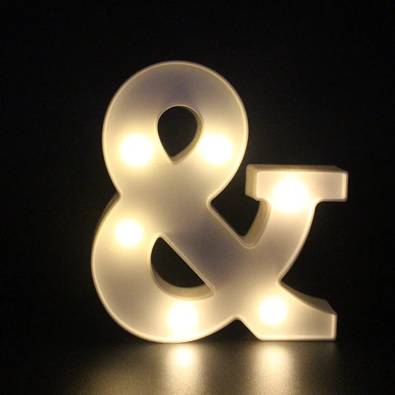  3D White 26 Letter Alphabet LED Light Marquee Sign Night Light Wall Hanging Lamp Bedroom Wedding Bi - 33028548322
