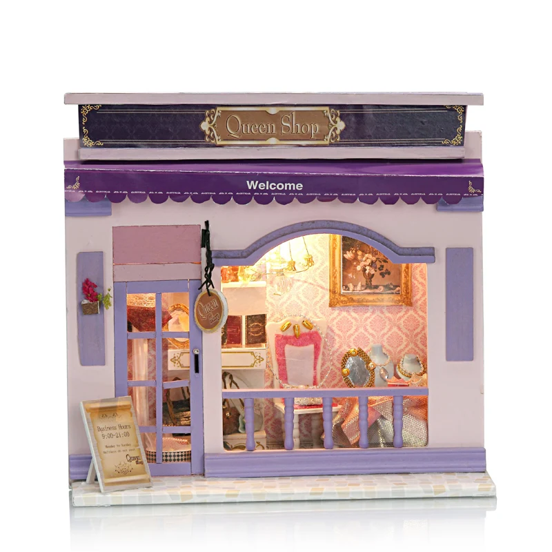 

DIY Dollhouse Europe Queen Shop Wooden Handmade Miniatura Furniture Crafts Assembling European Store Gift for Special Day Doll