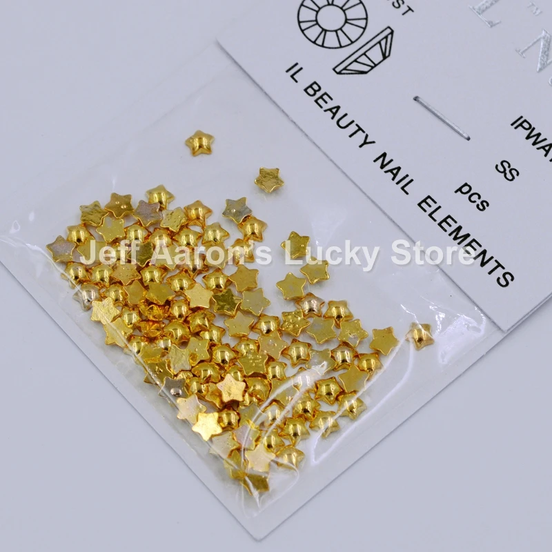 2 упаковки смешанные золотые серебряные с плоской задней частью 3d металлические звезды украшения для ногтей Стразы шпильки аксессуары для ногтей инструмент 3,5 мм