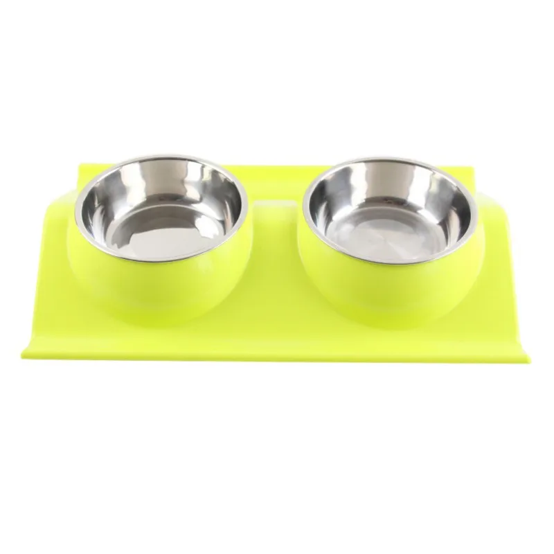 Питатель для домашних животных собака волнистая форма противоскользящая герметичная съемный двойной чаши щенок из нержавеющей стали Смола миска для воды или еды - Цвет: G