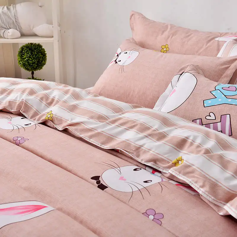 لطيف الأرنب طباعة الفراش مجموعات لحاف/أغطية لحاف المعزون واحد التوأم كامل الملكة الملك حجم الأطفال بابيس الفتيات طاقم غرفة نوم