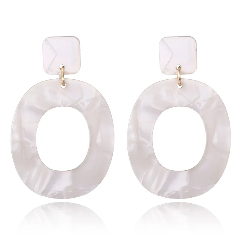 

QUMORAIN New Fashion Acid Acrylic Resin Earrings Dangle Oval Earrings for Women Long Pendant Earrings Fashion Jewelry