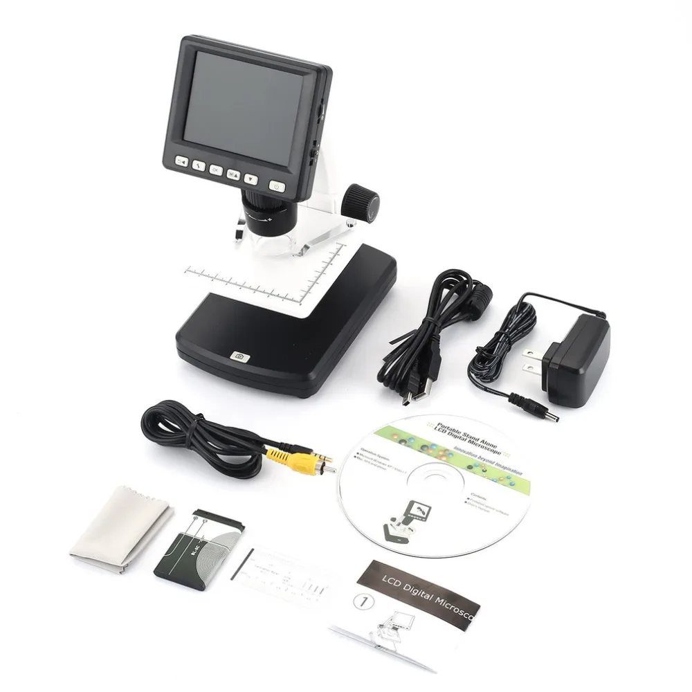 LCD цифровой микроскоп настольный USB HD электронный с экраном 3 5-дюймовый экран USB/AV