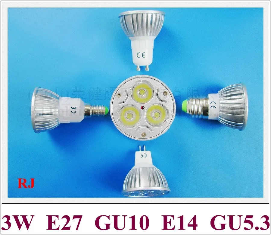 Rongjian (rj) привело пятно света 3 Вт свет чашки E14 E27 GU10 GU5.3 (MR16) светодиодные лампы Spotlight для нас и азиатских стран
