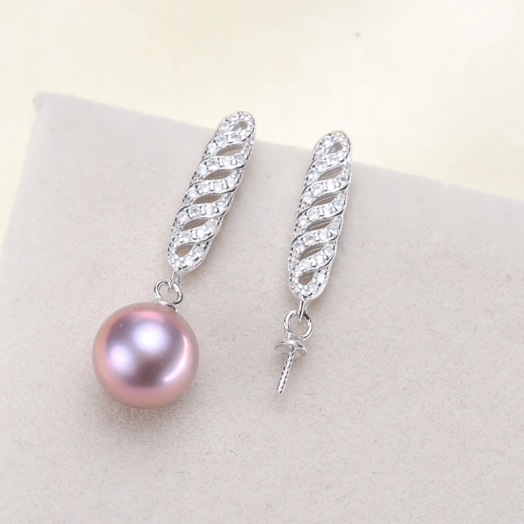 

925 Sterling Silver Pearl Earrings Setting Mountings Charm Lovely Earrings Finding Jewelry Parts Fittings Women's Accessories