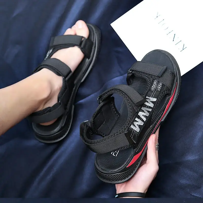 Лидер продаж; брендовые сандалии; парусиновые мягкие мужские повседневные туфли; легкие пляжные дышащие сандалии; летняя прогулочная мужская обувь - Цвет: Black