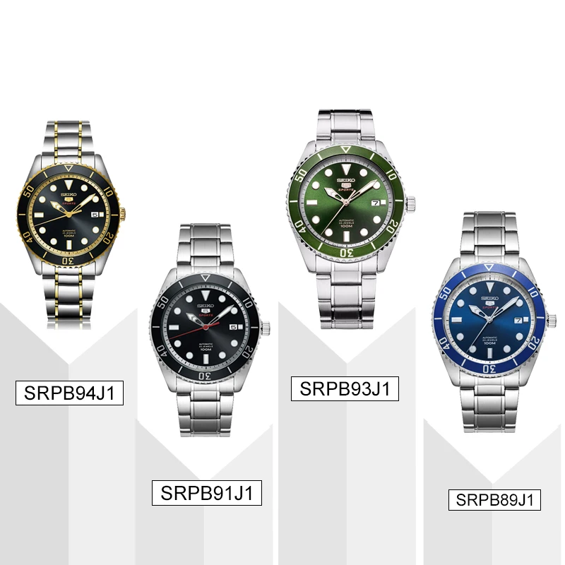 Original SEIKO 5 Men's Watch Automatic Mechanical 10 Bar Water Resistant Sport watch SRPB94/91/89/93J1 Stainless Steel