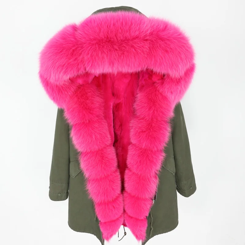 MAOMAOKONG2019 новое зимнее пальто с воротником из натурального Лисьего меха женская куртка с подкладкой из натурального меха кролика Женская одежда - Цвет: 14