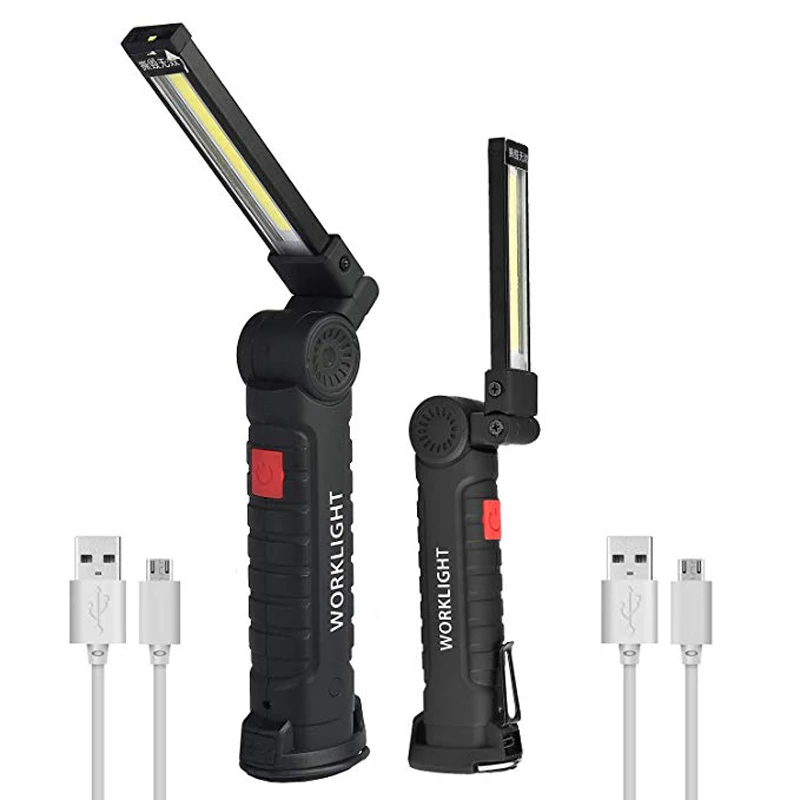 

USB Rechargeable COB LED Flashlight 5 Modes Of Collapsible Hand-held Worklamp Flashlights Swivel Hook Magnetic Base Rotate IP44