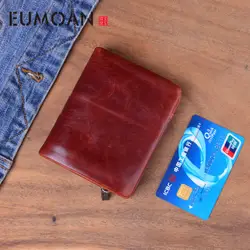 EUMOAN мужской кожаный бумажник Винтаж короткие бумажник с масляно-восковой пропиткой кожаный бумажник Мужская сумка кошелек