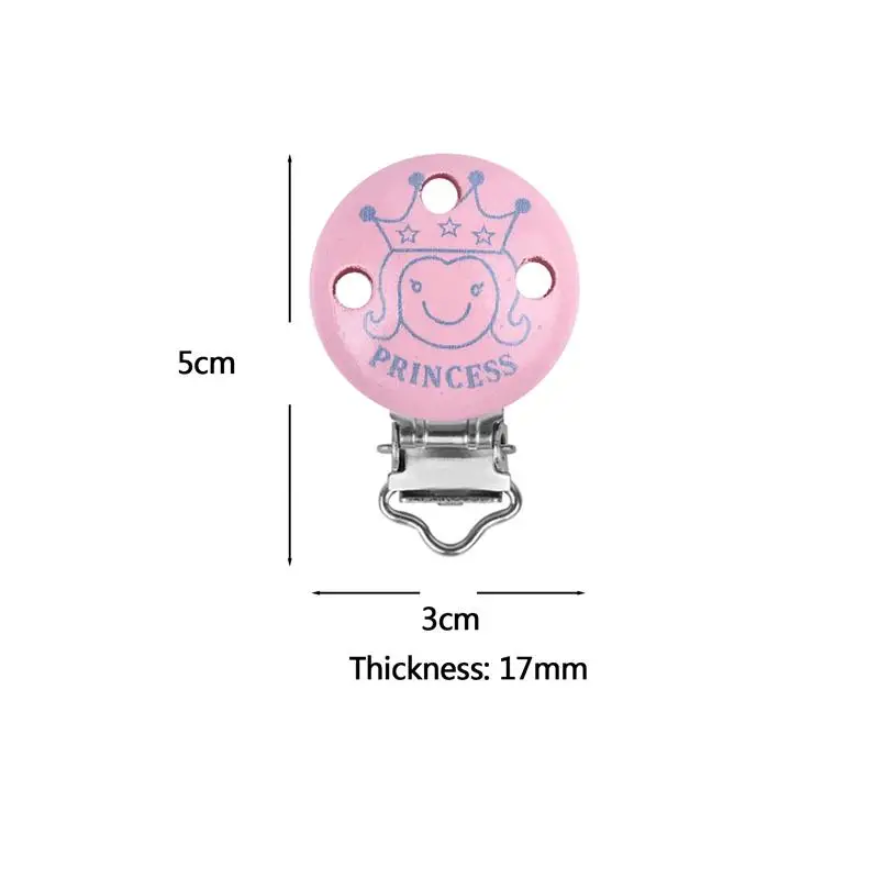 5 шт./лот, детские соски, зажимы, розовая королева, узор, круглые, деревянные, для умственных сосок, зажимы для младенцев, детей, 50*30 мм