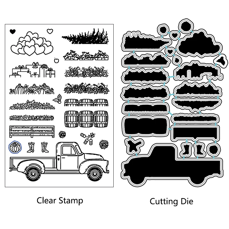 AZSG деревенский стиль сад вещи грузовик резки штампы ясные StampsFor DIY Скрапбукинг/карты делая декоративный силикон штамп ремесла