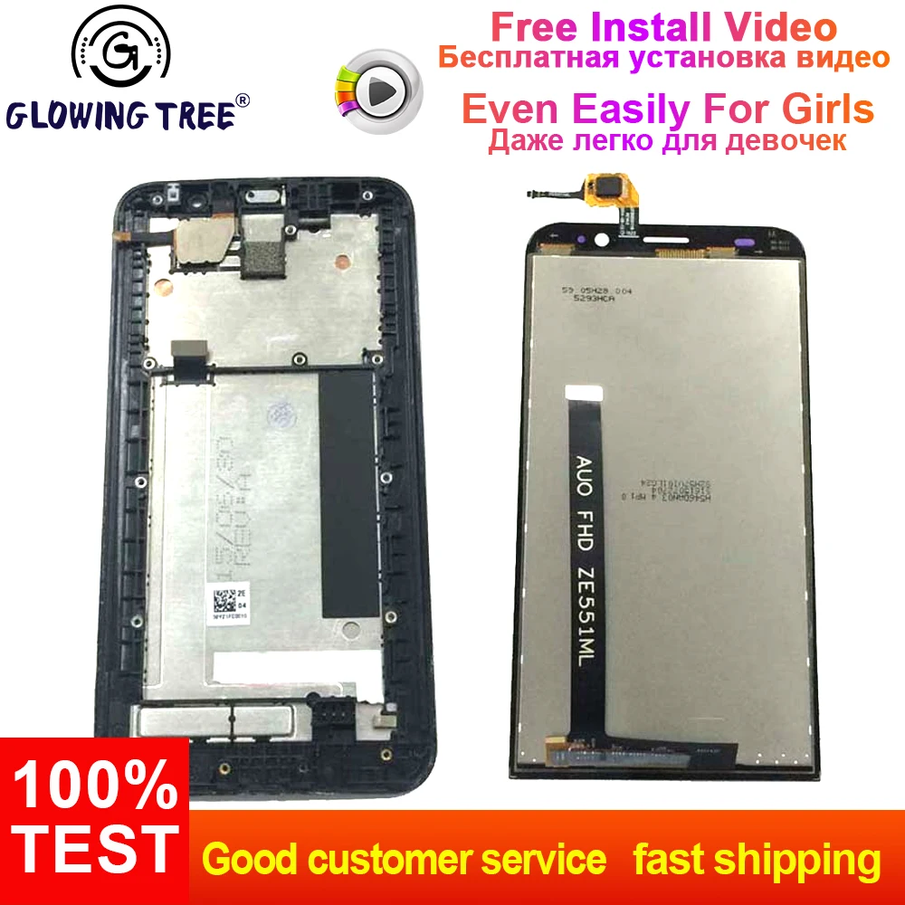 

For Asus Zenfone 2 LCD ZE551ML Z00A Z00AD Z00ADB Full Touch Screen Digitizer + LCD Display Panel Monitor Assembly with Frame