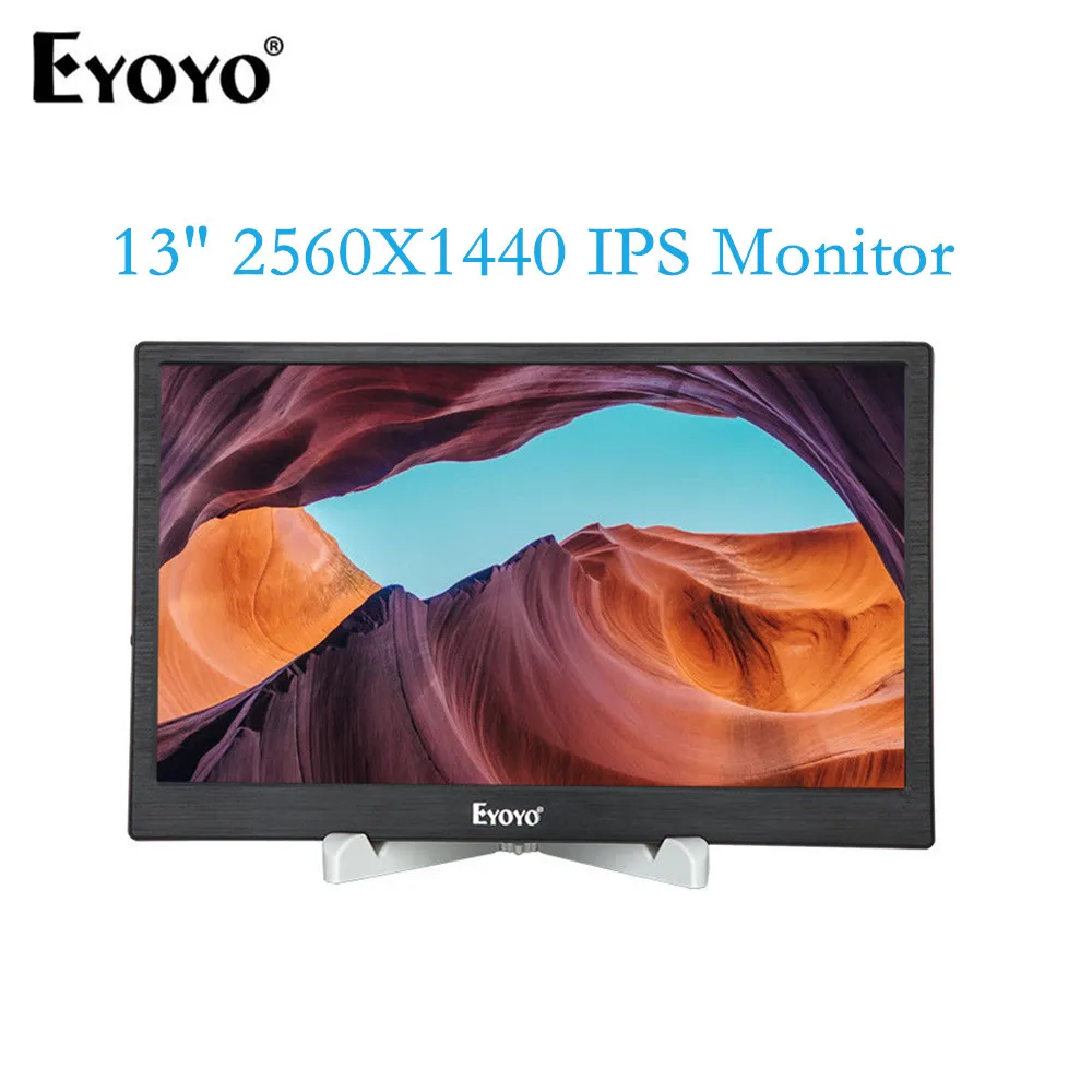 

Eyoyo 13" 2560x1440 High Resolution 400cd/m2 IPS Gaming Monitor With Dual HD Input Built-in Speakers For Laptop DVD PS3 PS4 Xbox