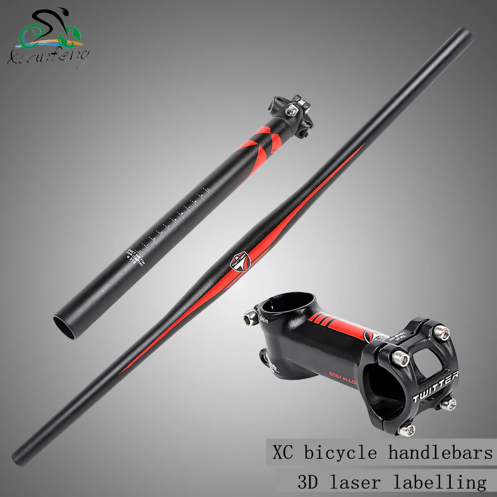 

New 31.8*680mm Aluminum alloy Bicycle Handlebar Sets MTB Road Bike Flat Rise Handlebar/stem+seatpost Bicicleta Bicycle Parts