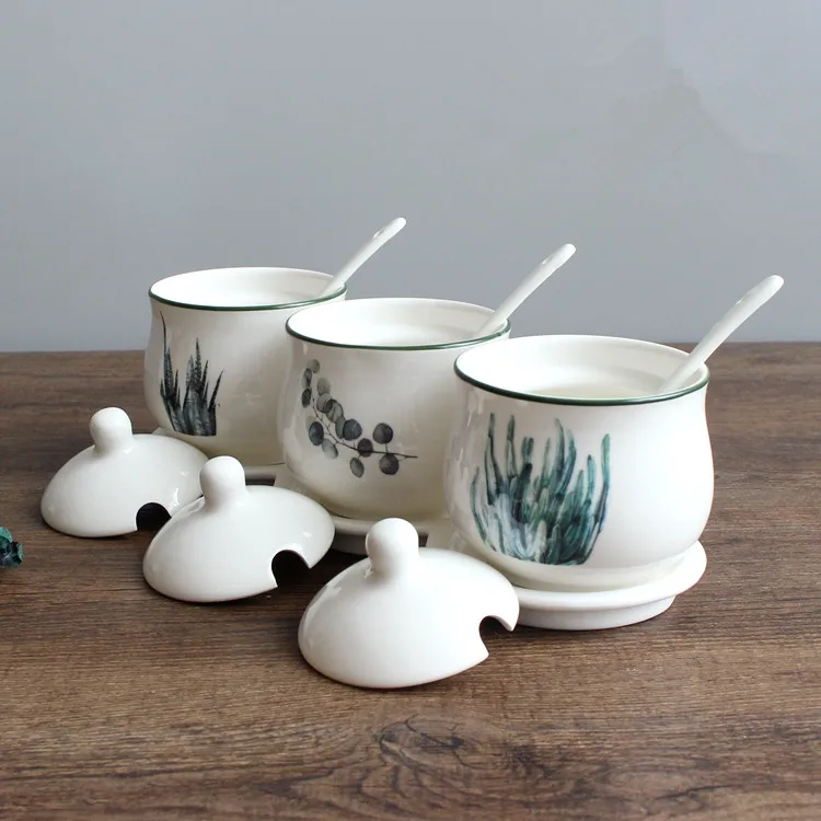 European Style Ceramics Spice Jar Kitchen Creative Sauce Cans Salt Sugar Pepper Storage Tank China Seasoning Box