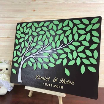 

3D Tree Custom Wedding Guest Book Frame with Name & Date Love Signature Book Rustic Alternative Guest Book Wedding Ideas Decor