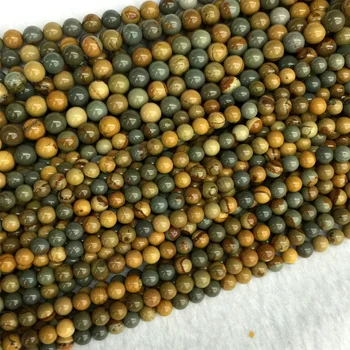 

Natural Genuine Gray Yellow Wildhorse Picture Jasper Round Loose Beads 4mm 6mm 8mm 10mm 12mm 05472
