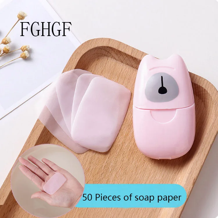 

50 Piece Outdoor Travel Paper Soap Washing Hand Disposable Sheet Piece Portable Soap Mini Box Soap Paper