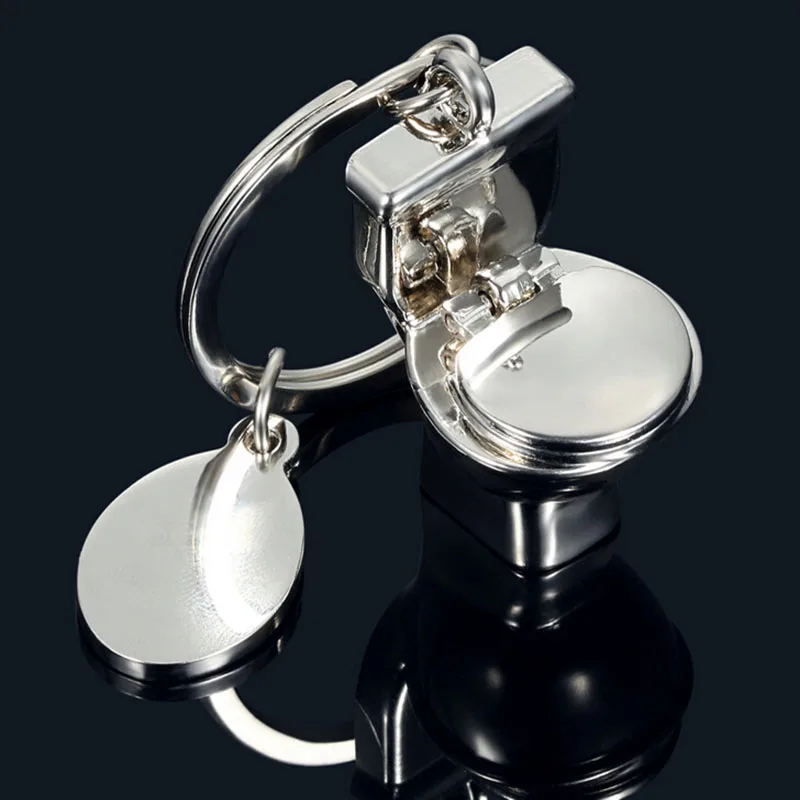 1PC Silver Plated Toilet seat Key chain For Car Metal Key Chains Symbol