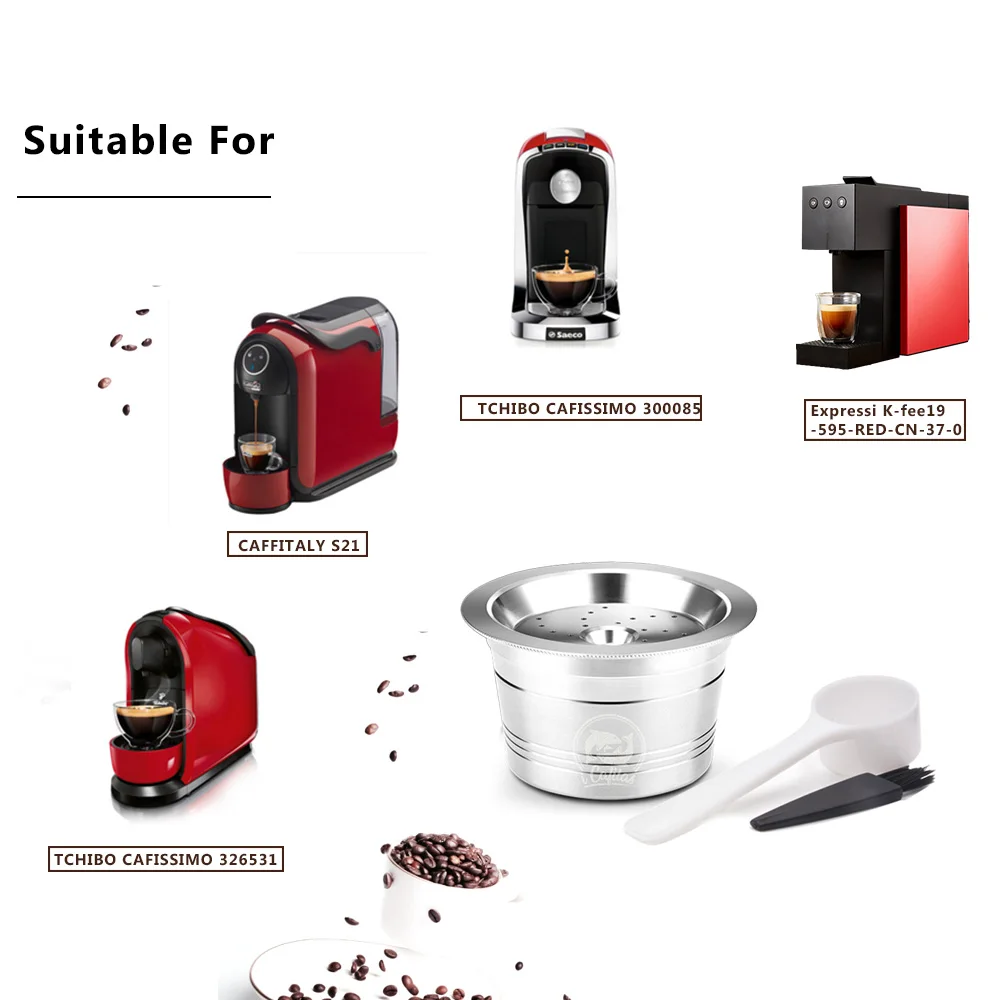 Cafissimo Stainless Steel Coffee Capsule Refillable Capsule tamper Reusable Coffee Pod For ALDI Expressi K-fee Filter Coffeeware Cafissimo Stainless Steel Coffee Capsule Refillable Capsule tamper Reusable Coffee Pod For ALDI Expressi K-fee Filter Coffeeware