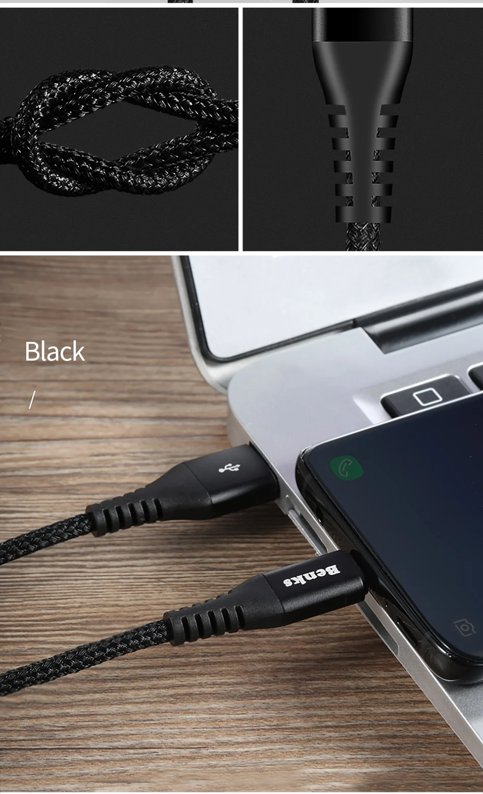 Benks Nylon USB Type C Fast Charging Cable For Samsung S8 S9 Huawei P10 P9 Plus Xiaomi 6 5 Android  Phone 5A Charger Cables 1 (12)