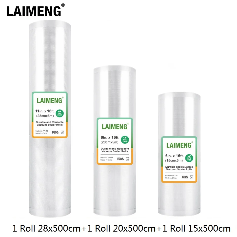 LAIMENG рулоны для вакуумной упаковки, пакеты для вакуумной упаковки, пакеты для хранения продуктов, пакеты для вакуумной упаковки пищевых продуктов Sous Vide 3 рулона R133