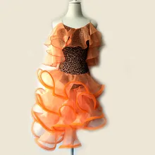 Стиль латинский Танцевальный костюм пикантные леопардовые марли латинские танцы платье для женщин танцевальная конкурс платья S-4XL