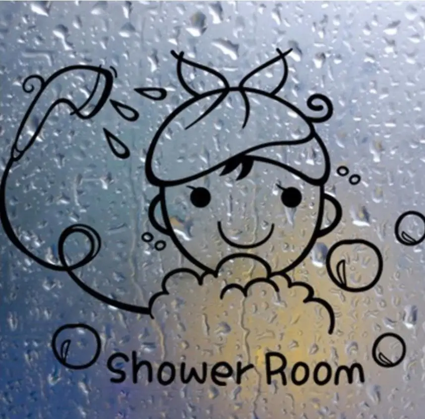 

Funny Wall Stickers Bathroom Glass Door Stickers Cute Children Girl Shower Sticker Waterproof Removable Vinyl Decor Decal