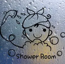 Funny Wall Stickers Bathroom Glass Door Stickers Cute Children Girl Shower Sticker Waterproof Removable Vinyl Decor Decal