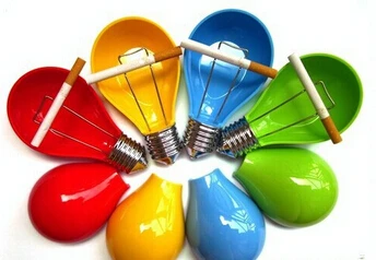 

High Quality Fashion Creative Color Bulb Shape Melamine Plastic Portable Ashtray